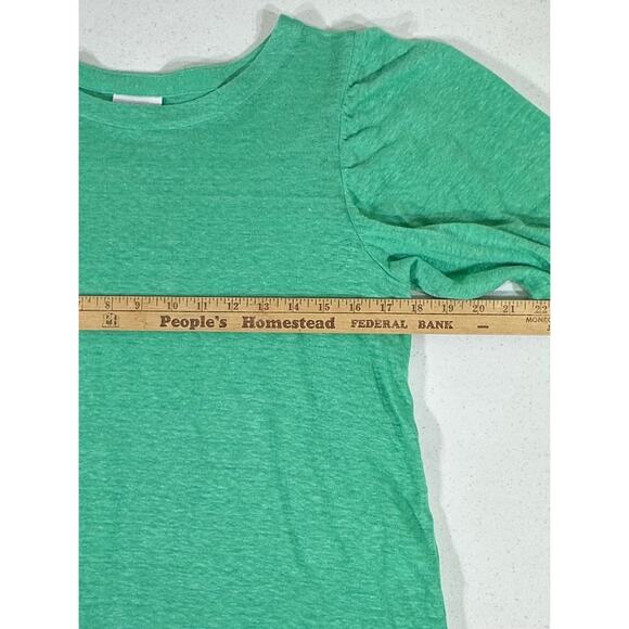 J Jill Top Size Small Petite Green 100% Linen 3/4 Pleated Sleeve Elastic - Picture 6 of 6